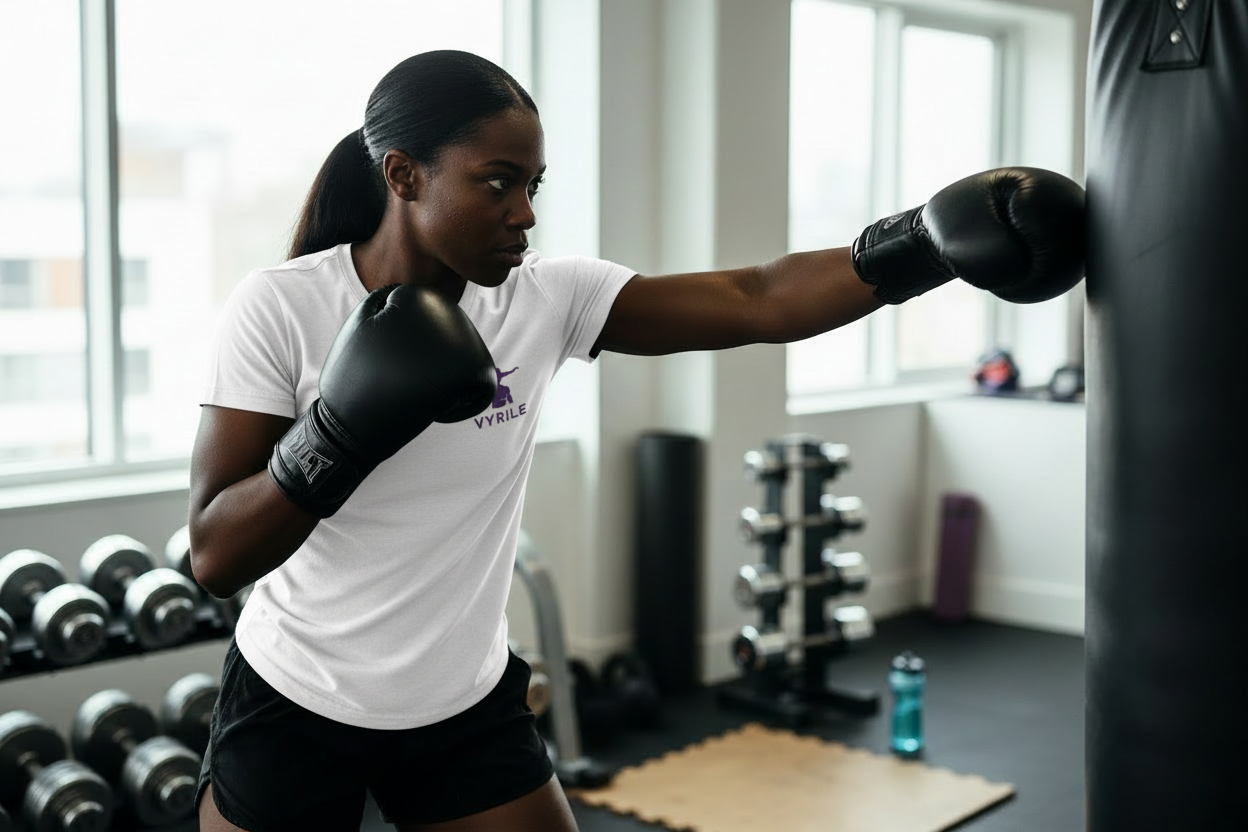 Femme portant le t-shirt Vyrile en entraînement